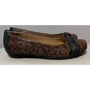 Softspots "Posie" Snakeskin Animal Print Leather Upper Brown‎ Ballet Flats Sz 9W